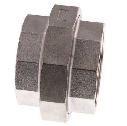 Rechte Aansluiting Rp2 1/2'' Binnendraad RVS met Vlakke Afdichting PTFE 16bar