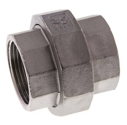 Rechte Aansluiting Rp1 1/4'' Binnendraad RVS met Vlakke Afdichting PTFE 16bar