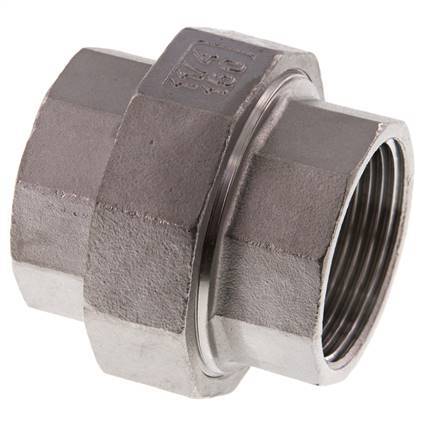Rechte Aansluiting Rp1 1/4'' Binnendraad RVS met Vlakke Afdichting PTFE 16bar