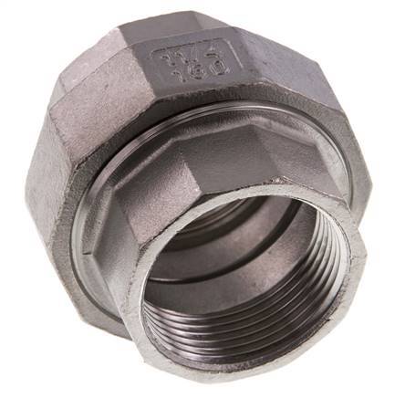 Rechte Aansluiting Rp1 1/4'' Binnendraad RVS met Vlakke Afdichting PTFE 16bar