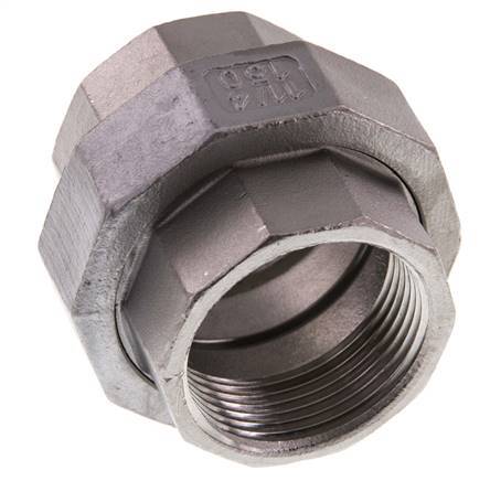 Rechte Aansluiting Rp1 1/4'' Binnendraad RVS met Vlakke Afdichting PTFE 16bar