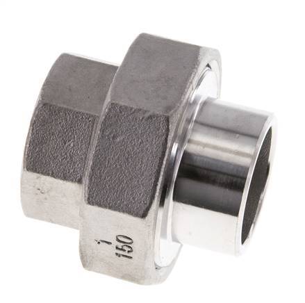 Rechte Koppeling Rp1'' Binnendraad X 33.7mm Laseind RVS Conische Afdichting 16bar