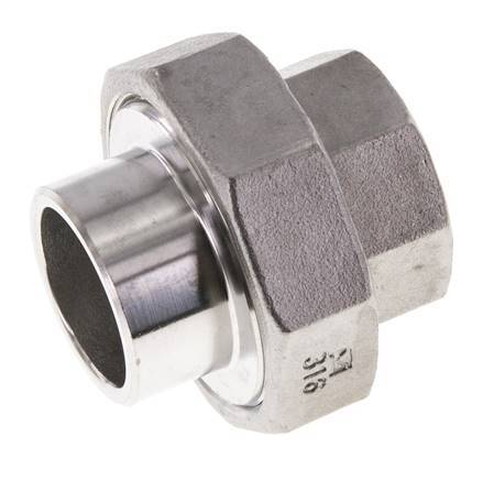 Rechte Koppeling Rp1'' Binnendraad X 33.7mm Laseind RVS Conische Afdichting 16bar