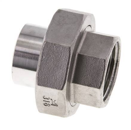 Rechte Koppeling Rp1'' Binnendraad X 33.7mm Laseind RVS Conische Afdichting 16bar