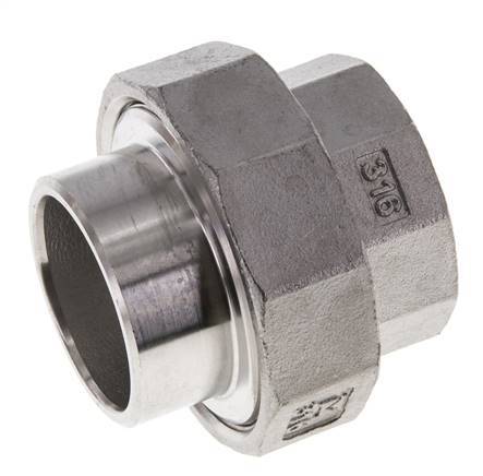 Rechte Aansluiting Rp1 1/4'' Binnendraad X 42.4mm Laseinde RVS Conische Afdichting 16bar