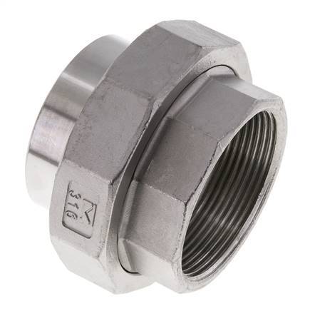 Rechte Koppeling Rp2'' Binnendraad X 60.3mm Laseind RVS Conische Afdichting 16bar