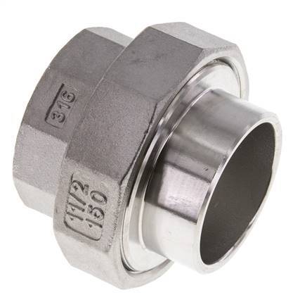Rechte Aansluiting Rp1 1/2'' Binnendraad X 48.3mm Laseinde RVS Conische Afdichting 16bar