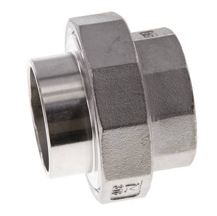 Rechte Aansluiting Rp1 1/2'' Binnendraad X 48.3mm Laseinde RVS Conische Afdichting 16bar