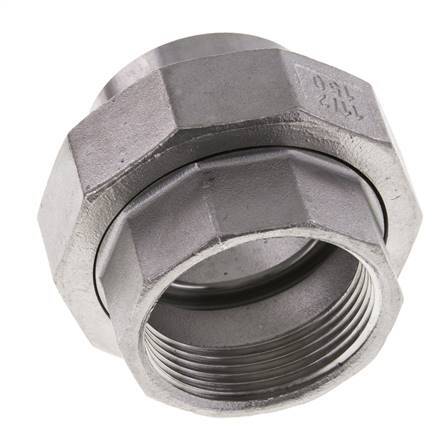 Rechte Koppeling Rp1 1/2" Binnendraad X 48.3mm Laseind RVS Vlakke Afdichting PTFE 150bar
