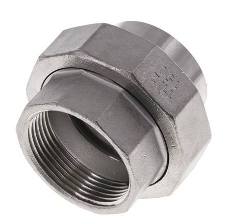 Rechte Koppeling Rp1 1/2" Binnendraad X 48.3mm Laseind RVS Vlakke Afdichting PTFE 150bar