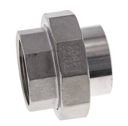 Rechte Koppeling Rp1 1/2" Binnendraad X 48.3mm Laseind RVS Vlakke Afdichting PTFE 150bar