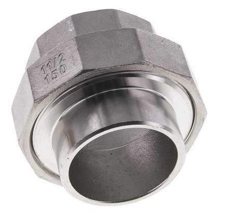Rechte Koppeling Rp1 1/2" Binnendraad X 48.3mm Laseind RVS Vlakke Afdichting PTFE 150bar