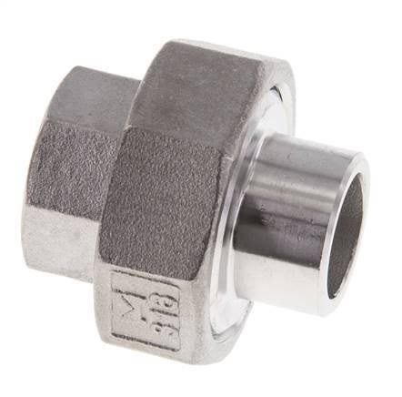 Rechte Koppeling Rp1/2 '' Binnendraad X 21.3mm Laseind RVS Vlakke Afdichting PTFE 150bar