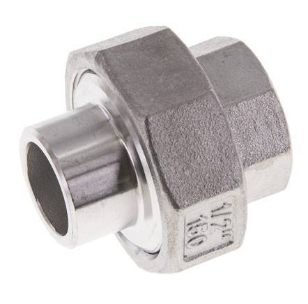 Rechte Koppeling Rp1/2 '' Binnendraad X 21.3mm Laseind RVS Vlakke Afdichting PTFE 150bar