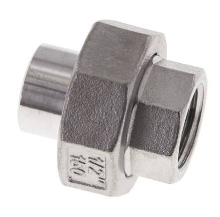Rechte Koppeling Rp1/2 '' Binnendraad X 21.3mm Laseind RVS Vlakke Afdichting PTFE 150bar