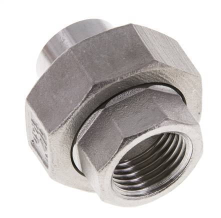Rechte Koppeling Rp1/2 '' Binnendraad X 21.3mm Laseind RVS Vlakke Afdichting PTFE 150bar