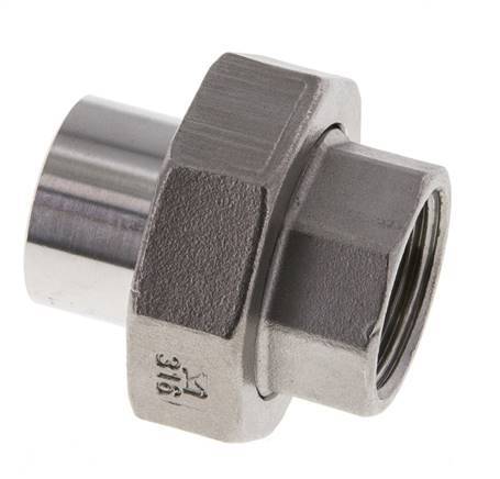 Rechte Koppeling Rp3/4 '' Binnendraad X 26.9mm Laseind RVS Vlakke Afdichting PTFE 150bar