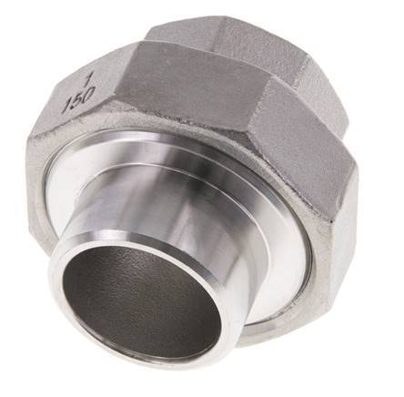 Rechte Koppeling Rp1'' Binnendraad X 33.7mm Laseind RVS Vlakke Afdichting PTFE 150bar