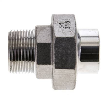 Union Straight Connector R1'' Male x 33.7mm Weld End Stainless Steel Conical Seal 16bar (224.8psi)