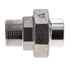 Union Straight Connector R1'' Male x 33.7mm Weld End Stainless Steel Conical Seal 16bar (224.8psi)