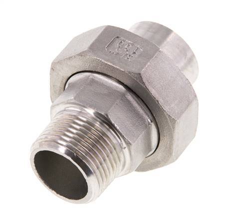 Rechte Aansluiting R3/4'' Buitendraad X 26.9mm Laseinde RVS Conische Afdichting 16bar