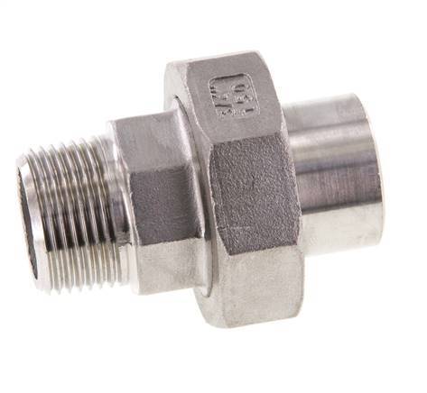 Rechte Aansluiting R3/4'' Buitendraad X 26.9mm Laseinde RVS Conische Afdichting 16bar