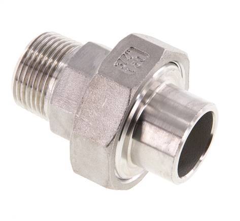 Rechte Aansluiting R3/4'' Buitendraad X 26.9mm Laseinde RVS Conische Afdichting 16bar