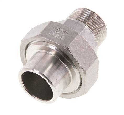 Rechte Aansluiting R3/4'' Buitendraad X 26.9mm Laseinde RVS Conische Afdichting 16bar