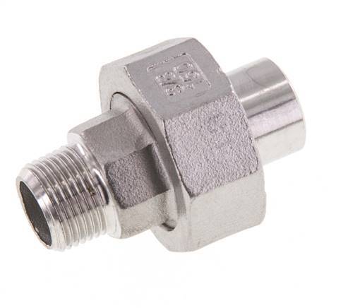 Rechte Aansluiting R3/8'' Buitendraad X 17.2mm Laseinde RVS Conische Afdichting 16bar