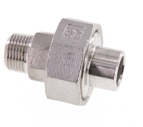Rechte Aansluiting R3/8'' Buitendraad X 17.2mm Laseinde RVS Conische Afdichting 16bar