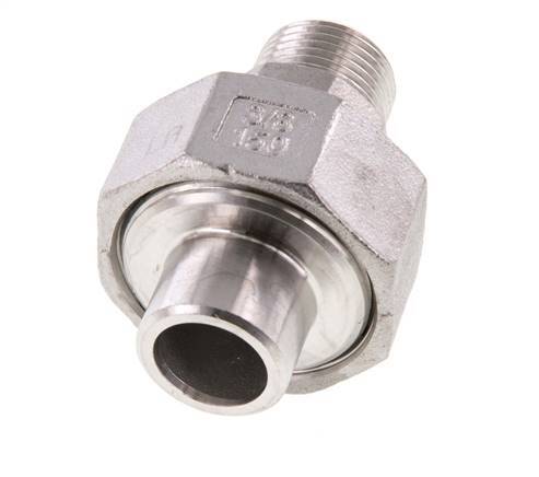 Rechte Aansluiting R3/8'' Buitendraad X 17.2mm Laseinde RVS Conische Afdichting 16bar