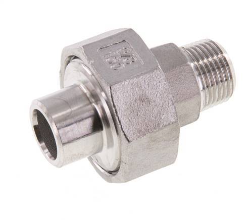 Rechte Aansluiting R3/8'' Buitendraad X 17.2mm Laseinde RVS Conische Afdichting 16bar