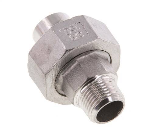 Rechte Aansluiting R3/8'' Buitendraad X 17.2mm Laseinde RVS Conische Afdichting 16bar