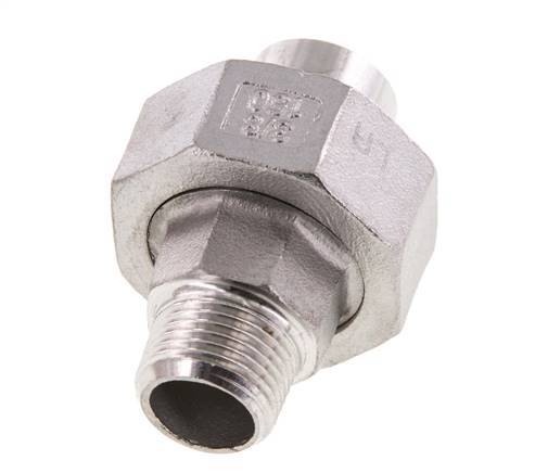 Rechte Aansluiting R3/8'' Buitendraad X 17.2mm Laseinde RVS Conische Afdichting 16bar