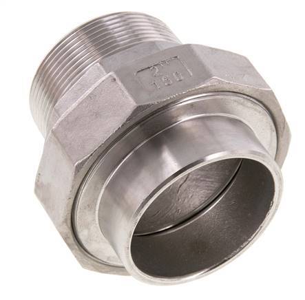 Rechte Aansluiting R2'' Buitendraad X 60.3mm Laseinde RVS Conische Afdichting 16bar