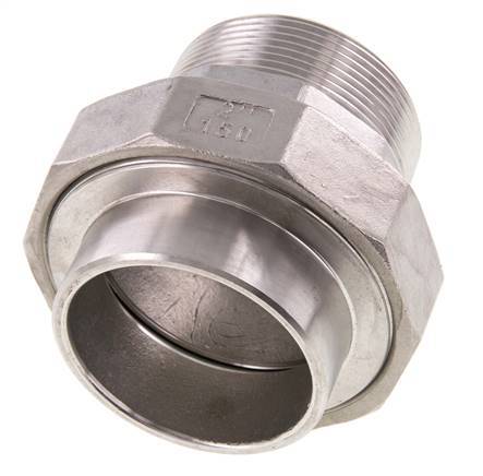 Rechte Aansluiting R2'' Buitendraad X 60.3mm Laseinde RVS Conische Afdichting 16bar