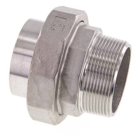 Rechte Aansluiting R2'' Buitendraad X 60.3mm Laseinde RVS Conische Afdichting 16bar