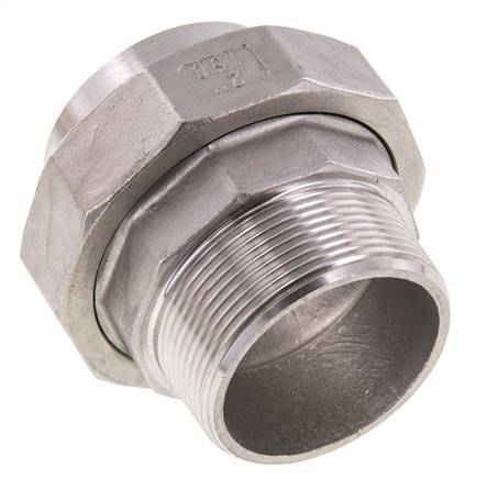 Rechte Aansluiting R2'' Buitendraad X 60.3mm Laseinde RVS Conische Afdichting 16bar