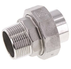 Rechte Koppeling R1 1/4" Buitendraad X 42,4mm met Laseinde In RVS met Vlakke Afdichting PTFE 16bar