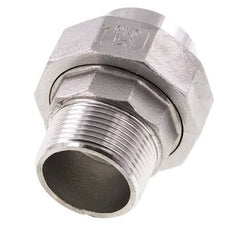 Rechte Koppeling R1 1/4" Buitendraad X 42,4mm met Laseinde In RVS met Vlakke Afdichting PTFE 16bar