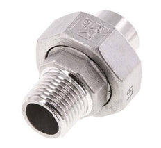 Rechte Koppeling R1/2'' Buitendraad X 21,3mm met Laseinde RVS met Vlakke Afdichting PTFE 16bar