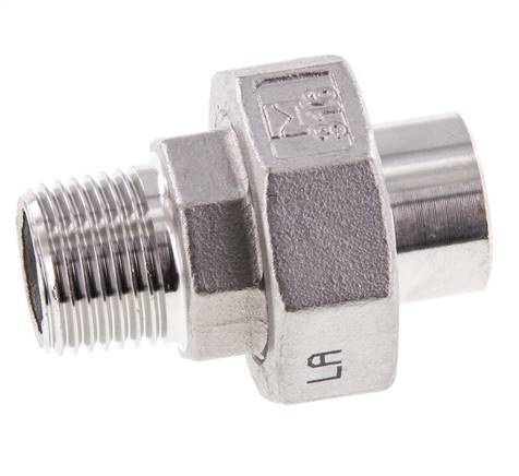 Rechte Koppeling R1/2'' Buitendraad X 21,3mm met Laseinde RVS met Vlakke Afdichting PTFE 16bar