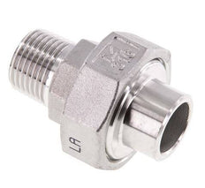 Rechte Koppeling R1/2'' Buitendraad X 21,3mm met Laseinde RVS met Vlakke Afdichting PTFE 16bar