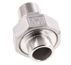 Rechte Koppeling R1/2'' Buitendraad X 21,3mm met Laseinde RVS met Vlakke Afdichting PTFE 16bar