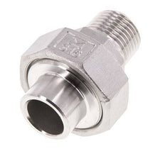 Rechte Koppeling R1/2'' Buitendraad X 21,3mm met Laseinde RVS met Vlakke Afdichting PTFE 16bar