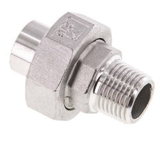 Rechte Koppeling R1/2'' Buitendraad X 21,3mm met Laseinde RVS met Vlakke Afdichting PTFE 16bar