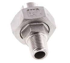 Rechte Koppeling R1/4" Buitendraad X 13,5mm met Laseinde In RVS met Vlakke Afdichting PTFE 16bar