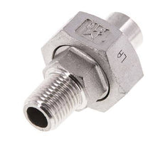 Rechte Koppeling R1/4" Buitendraad X 13,5mm met Laseinde In RVS met Vlakke Afdichting PTFE 16bar