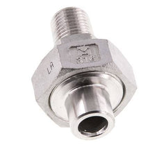 Rechte Koppeling R1/4" Buitendraad X 13,5mm met Laseinde In RVS met Vlakke Afdichting PTFE 16bar