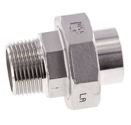 Rechte Aansluiting R1'' Mannelijk X 33,7mm Laseinde RVS Vlakke Afdichting PTFE 16bar